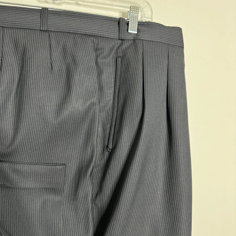 Jiwani Suit‎ Mens 60R 52x25 Charcoal Gray Pinstripe Drago Super 150s Wool Custom